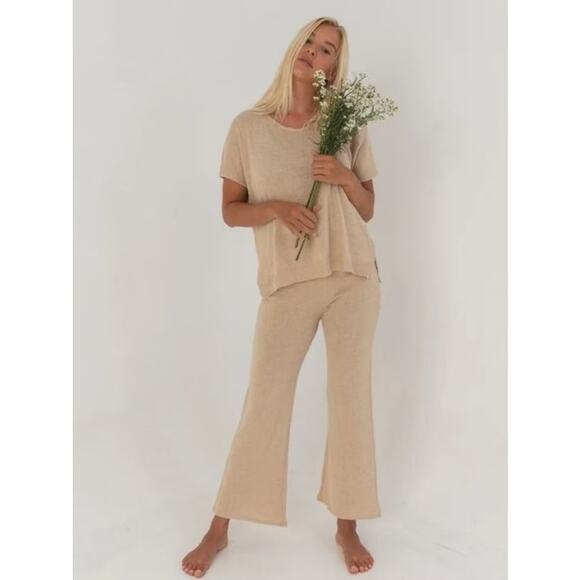 Indigo Luna Helga Pants Almond Medium 100% Organic Cotton Yoga Pants - Picture 6 of 16